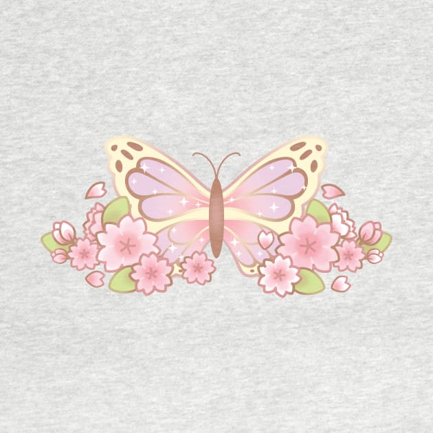 Magical Sakura Cherry Blossoms Floral Butterfly by cSprinkleArt